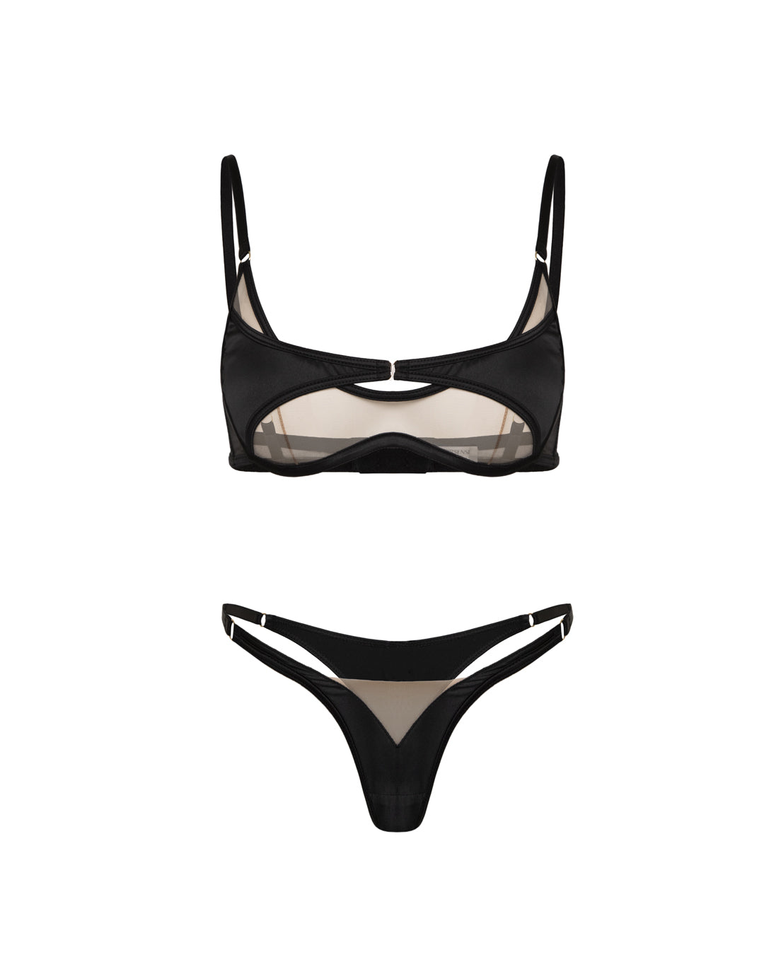 Mono Satin Lingerie Set Black